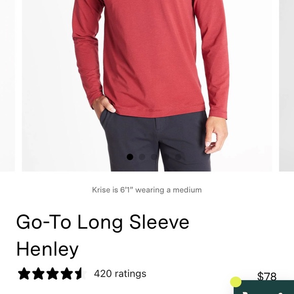 Casual/Athletic long sleeve henley style top - Picture 5 of 6